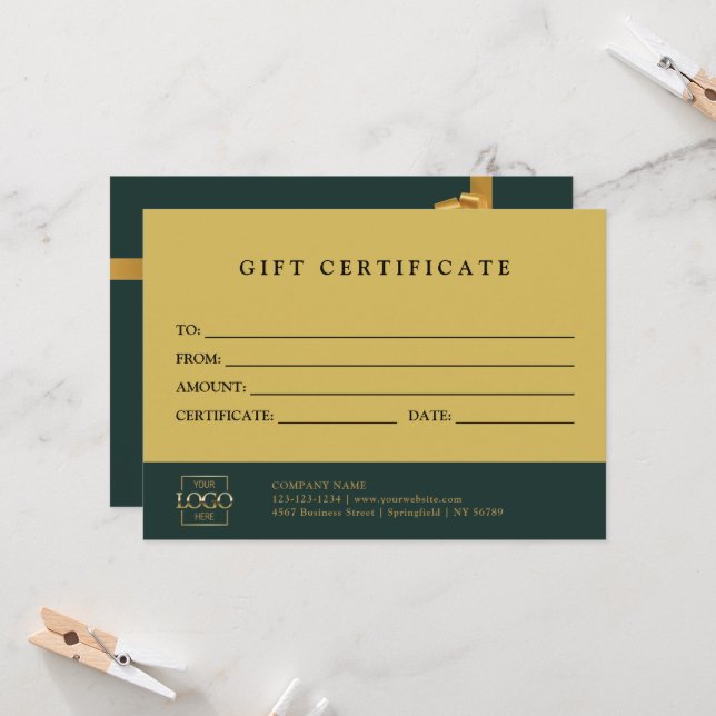 Modern Elegant Custom Business Gift Certificate (Frente/Verso In Situ)