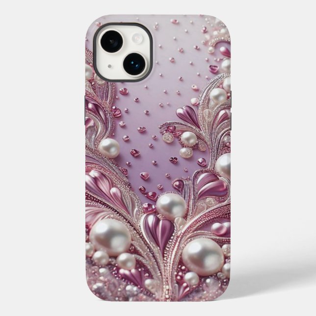 Modern elegant cute purple pearls Valentine’s Day (Verso)