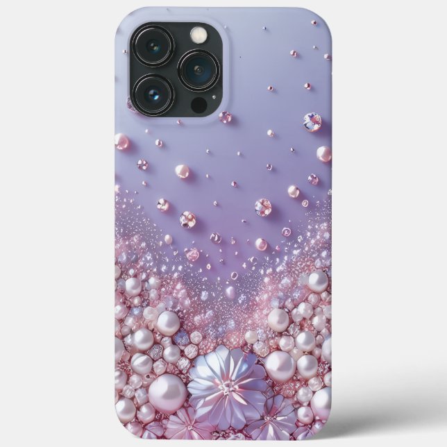 Modern elegant cute purple pearls Valentine’s Day (Verso)