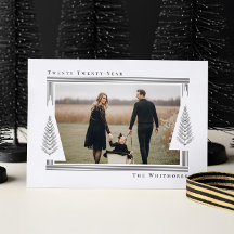 Modern Elegant Frame Evergreen Trees Christmas