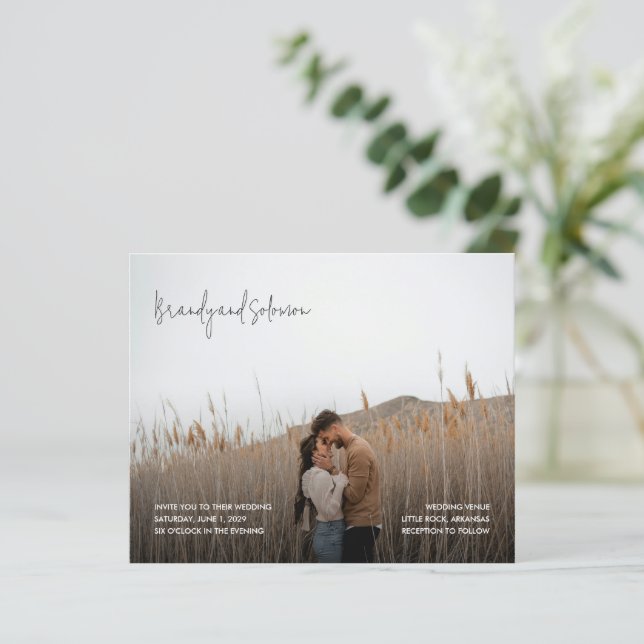 Modern Elegant Photo Budget Wedding Invitation (Em pé/Frente)