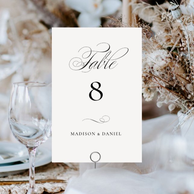 Modern Elegant Script Classic Wedding Table Number (Criador carregado)