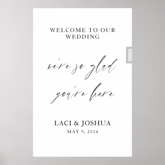 Modern Elegant Script Wedding Welcome Poster Sign  (Frente)