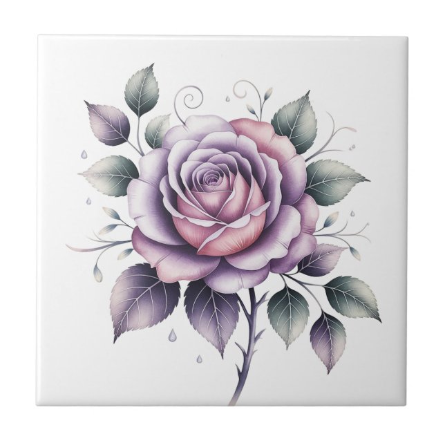 Modern elegant watercolor beautiful lavender rose (Frente)