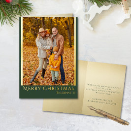 Modern Family Photo Green Gold Merry Christmas