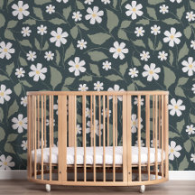Modern Farmhouse Daisy Azul Escuro Verde & Salvia