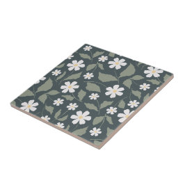 Modern Farmhouse Daisy Azul Escuro Verde & Salvia