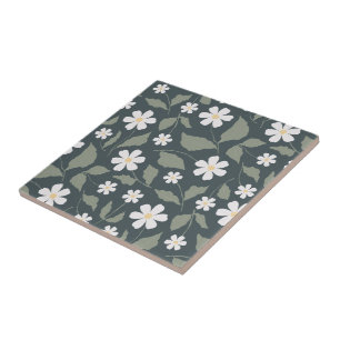 Modern Farmhouse Daisy Azul Escuro Verde & Salvia