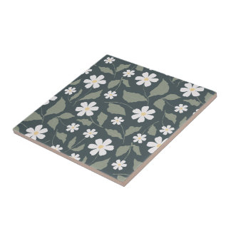 Modern Farmhouse Daisy Azul Escuro Verde & Salvia