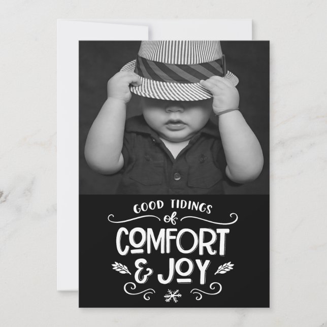 Modern Farmhouse| Foto do Natal de Gingham Negro (Frente)