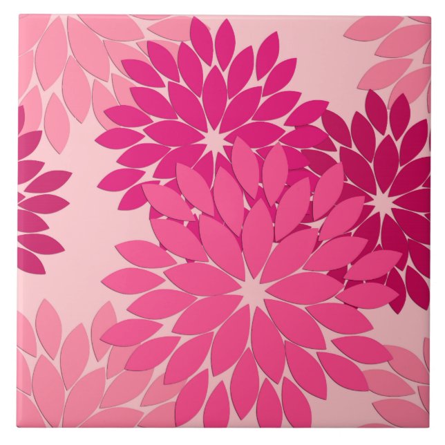 Modern Floral Kimono Impressão, cor-de-rosa (Frente)