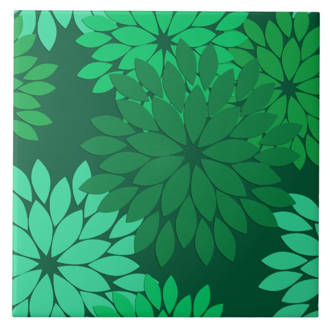 Modern Floral Kimono Impressão, Emerald e Jade Gre (Frente)