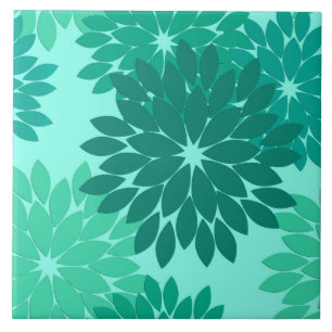 Modern Floral Kimono Impressão, Turquoise, Teal &