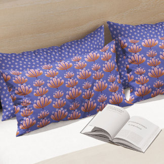 Modern Floral Pattern in Blue and Tan