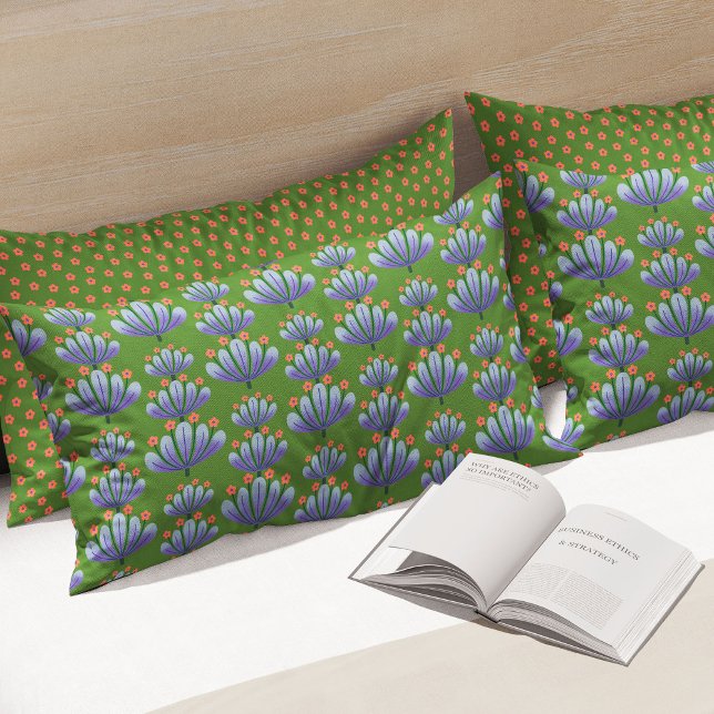 Modern Floral Pattern in Green and Lavender (Criador carregado)