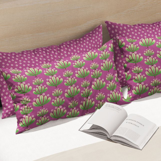 Modern Floral Pattern in Plum and Green (Criador carregado)