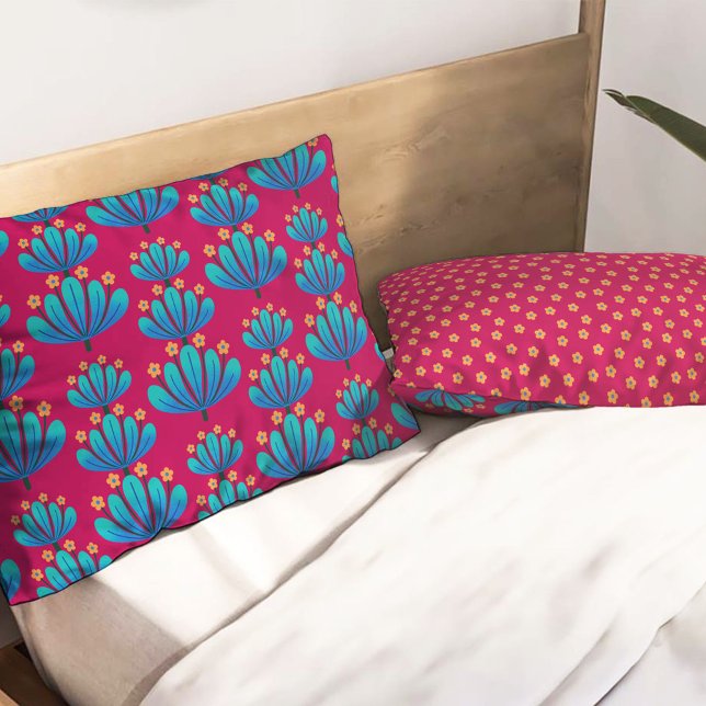 Modern Floral Pattern in Rubine Red and Blue (Criador carregado)