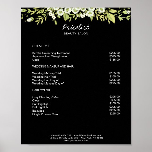 Modern Floral Preislisten  Poster (Frente)
