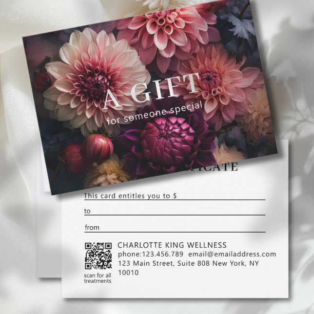 MODERN FLOWER BUSINESS QR CODE GIFT CERTIFICATE  (MODERN FLOWER BUSINESS QR CODE GIFT CERTIFICATE)