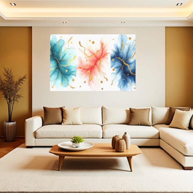 Modern Fluid Ink Swirls in Gold Abstract Canvas (Criador carregado)