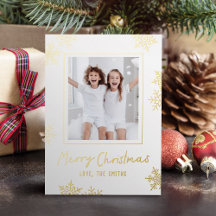 Modern Fun Snowflakes Merry Christmas Script Photo