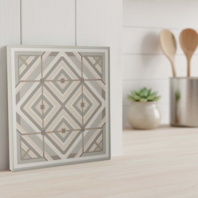 Modern Geometric Abstract Pat#20 Greige ID1192 (Criador carregado)