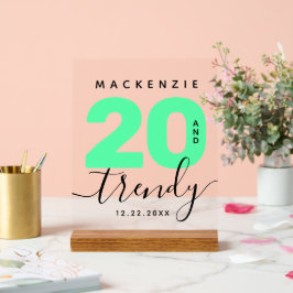 Modern Girly Mint Green 20 e Trendy Birthday