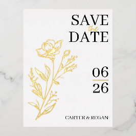 Modern Gold Foil Weding Save the Date Card