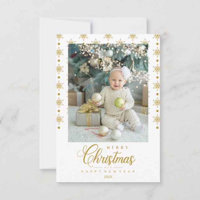 Modern Golden Merry Christmas Photo Baby (Frente)