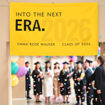 Modern Grad Era 2026 Yellow Typography Banner