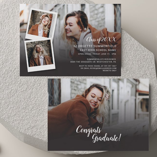 Modern Graduation 2025 Open House Mini Convite (Modern Graduation 2025 Open House Mini Invitation)