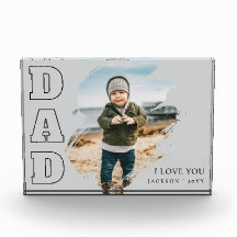 Modern Gray Cool Brushstroke  I Love You Dad