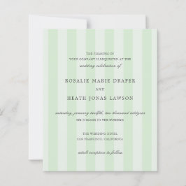 Modern Green Stripes Elegant Budget Wedding Invite