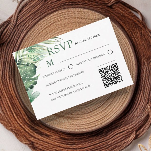 Modern Green Tropical RSVP Wedding  (Criador carregado)