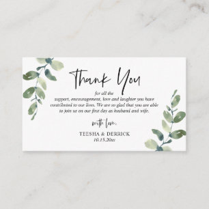 Modern Greenery Weding Obrigado Cartão Fechado