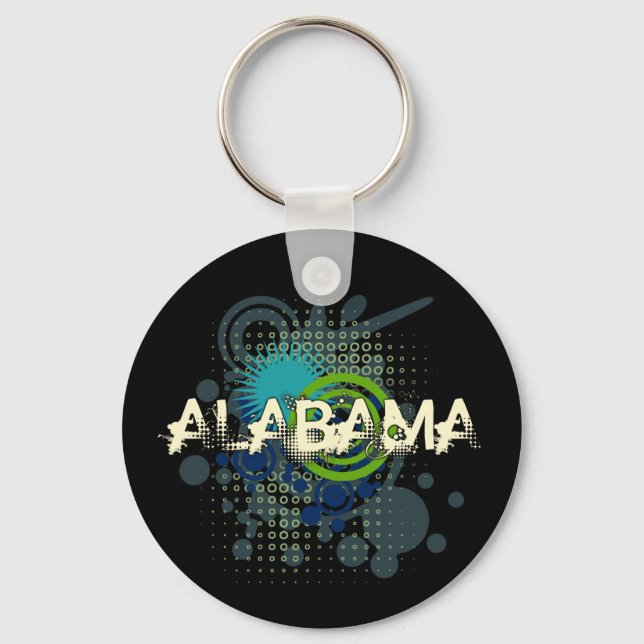 Modern Grunge Halftone Alabama Chaveiro Dark (Frente)