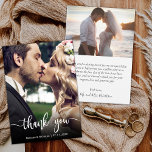 Modern Hand - Letra Cartões de agradecimentos Foto<br><div class="desc">A Mão Moderna Inscreve O Cartões de agradecimentos Fotográfico De Casamento. Obrigado de casamento do Na moda moderno, modelo de cartão postal com uma foto vertical do cheio na frente, com o texto de sobreposição "Obrigado" em uma letra de script de tipografia escrita à mão, em branco, na foto. Personalize...</div>