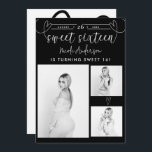 Modern Hearts Black & White Photo Sweet 16 Party<br><div class="desc">Itens correspondentes disponíveis.</div>