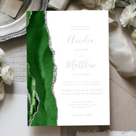 Modern Hunter Green Silver Agate Wedding