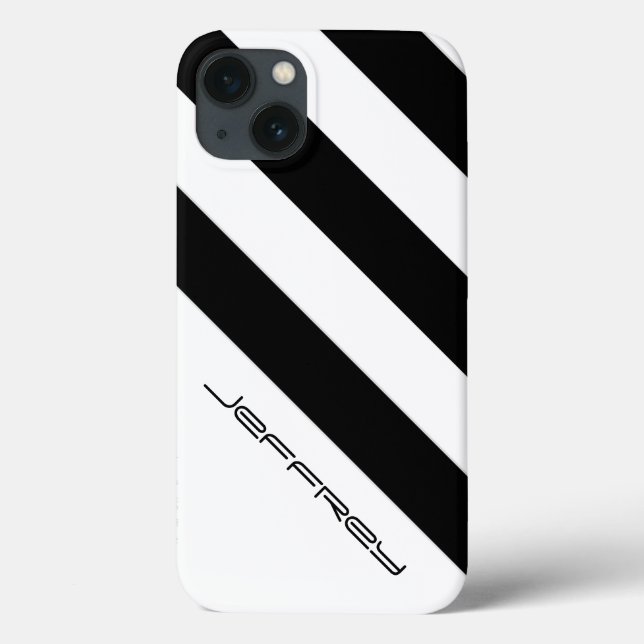 Modern iPhone 6 Case Black & White Diagonal Stripe (Verso)
