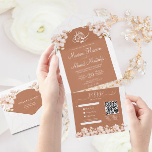 Modern Islâmico Boho Terracotta Floral Nikah Walim