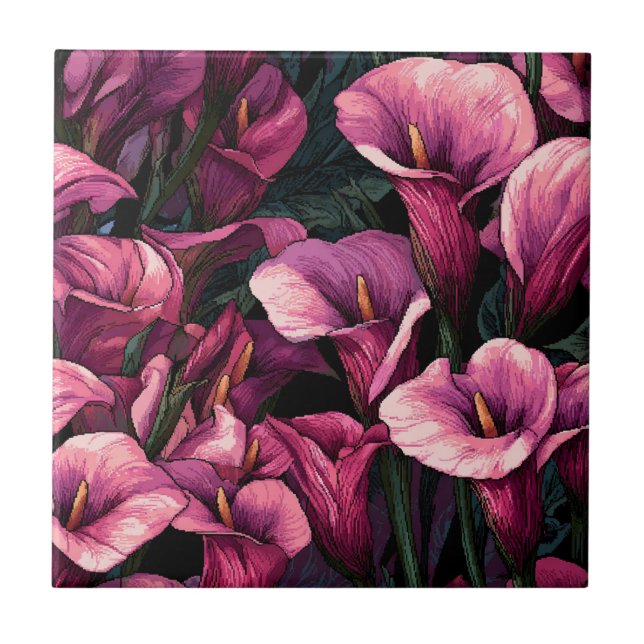 Modern Japanese Calle Lilies  Tiles   (Frente)