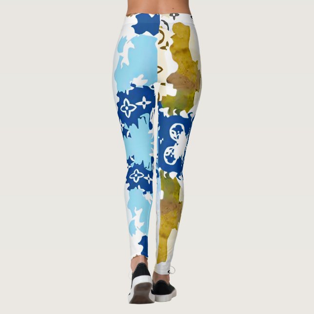 modern leggings in blue camouflage (Verso)
