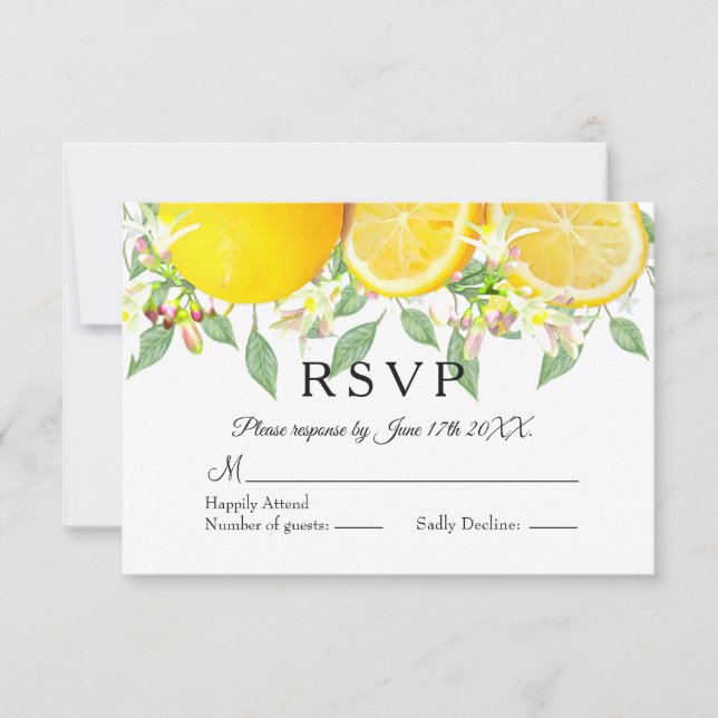 Modern Lemon Boho Summer Weding RSVP (Frente)