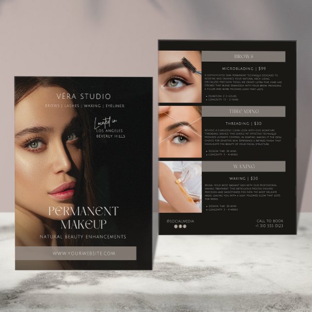 Modern Luxury Salon Makeup Pricing Flyer (Criador carregado)