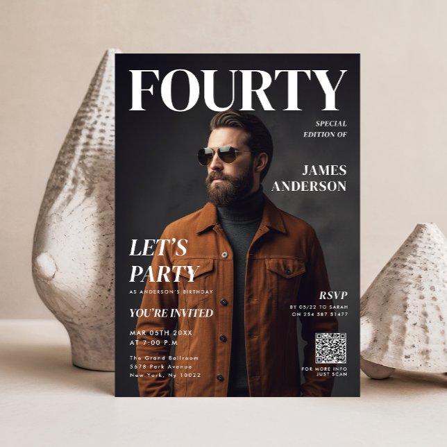 Modern Magazine Cover Photo 40th Birthday Party    (Criador carregado)