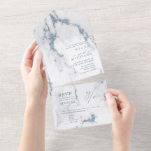 Modern Marble Glitter Wedding Dusty Blue ID816