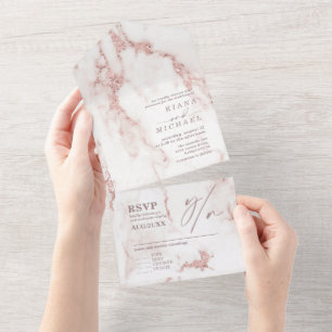 Modern Marble Glitter Wedding Rosa Dourado ID816