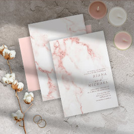 Modern Marble Glitter Wedding Rosa Dourado ID816