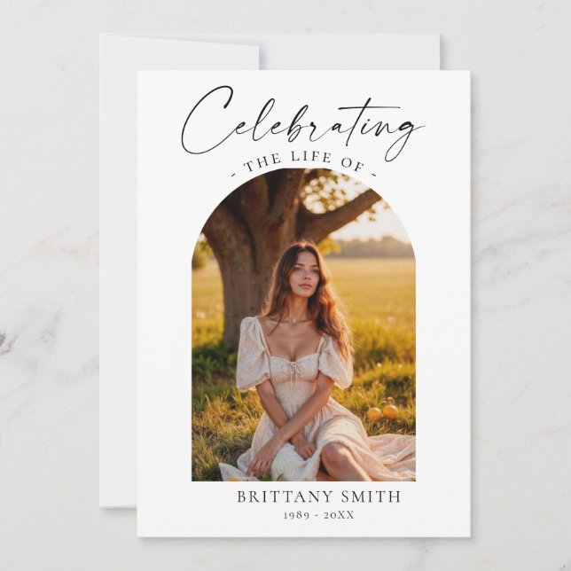 Modern Memorial Photo Funeral Sympathy Prayer Card (Frente)